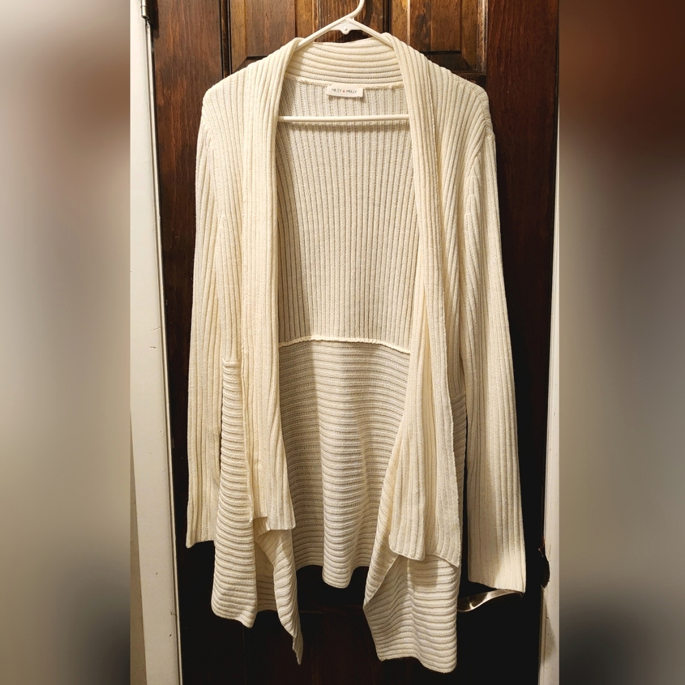 Miley + Molly Cream Long Cardigan sz Large